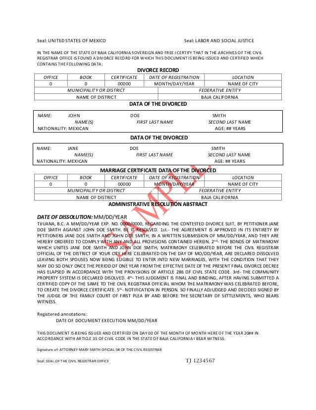 DIVORCE DECREE TRANSLATION PDF